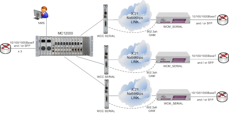 MC12000 supporting Multiple Carrier Ethernet Demarcation / LAN Extension Devices